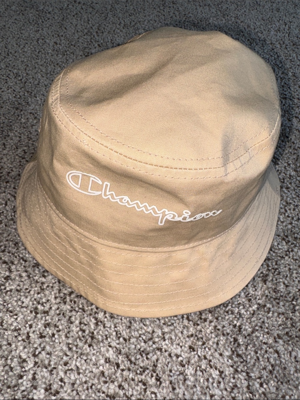 Champion Beige Embroidered Logo Bucket Hat - Unisex